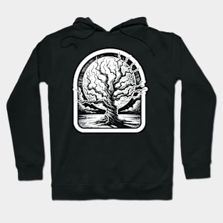 horror tree with moon night Hoodie